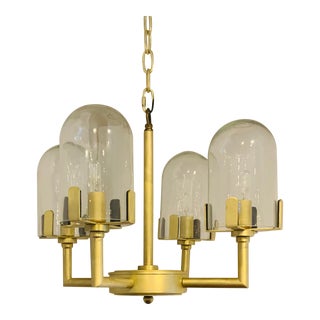 Modern Brass Finished Bistro Chandelier For Sale