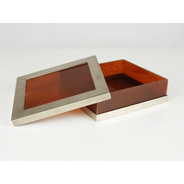 Vintage Italian Nickel-Plated Metal and Plastic Box, 1960s For Sale - Image 6 of 8