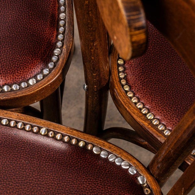 Classic Bistro Red Upholstered Dining Chairs, 1950s For Sale - Image 4 of 12