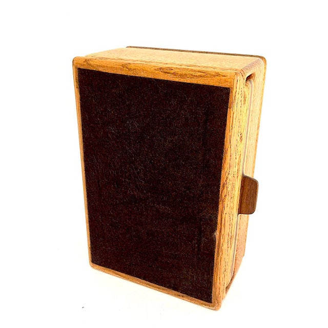 1970s American Craftsman Oak Wood Jewelry Box With Drawer For Sale - Image 14 of 16