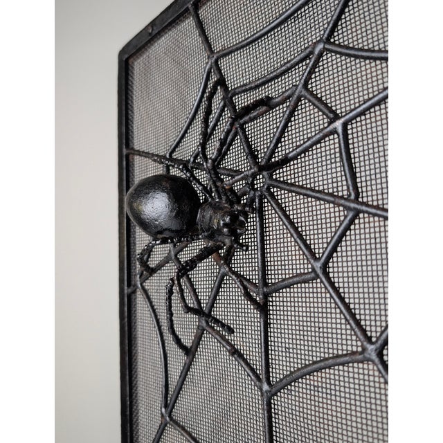 Wrought Iron Spark Fender with Spider Sculpture, 1970s For Sale - Image 13 of 18