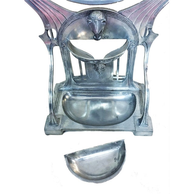 Metal Antique German Jugenstil Grand Silvered Table Vanity Mirror, Ca.1900 For Sale - Image 7 of 8