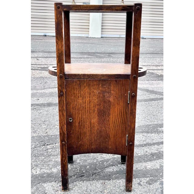 Thank you for your interest in our Early 20th Century Antique Solid Oak Mission / Arts and Crafts Style Pipe Stand / Smoke...