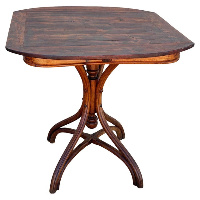 Late 19 Century Victorian Polished Oak Bent Wood Dining Table Attributed to Mundus Thonet For Sale - Image 4 of 7