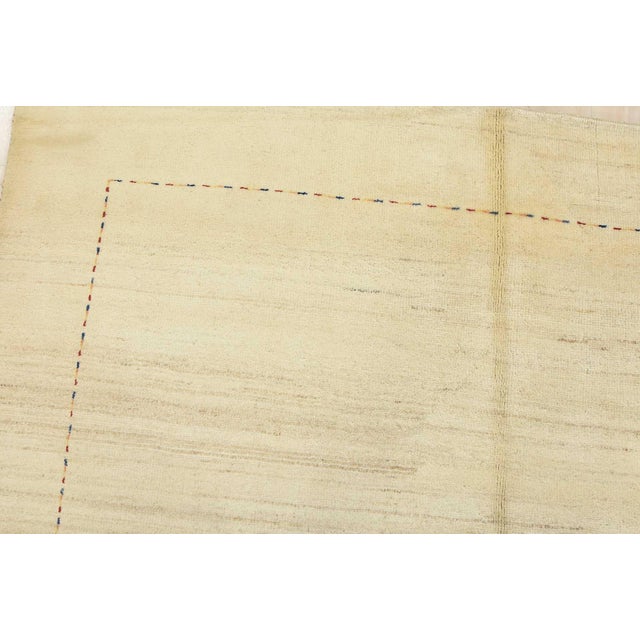 Textile Gabbeh Rug 6’6” X 9’4” Ivory Wool Contemporary Hand-Knotted Carpet For Sale - Image 7 of 14