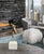 Handsome bronze abstract female sculpture mounted with one single brass rod to a white lacquered wood painted base. It...