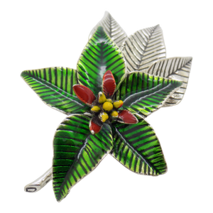Vintage Italian Handmade Genuine Silver Christmas Poinsettia Flower Figurine