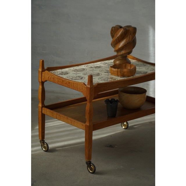 Danish Modern Serving Trolley with Tile Top by Henning Kjærnulf, Denmark, 1960s For Sale - Image 14 of 18