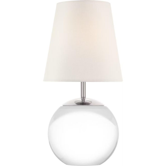 Modern Thomas O'Brien by Visual Comfort Signature Terri 12" Cordless Accent Lamp in Crystal with Linen Shade For Sale - Image 3 of 3