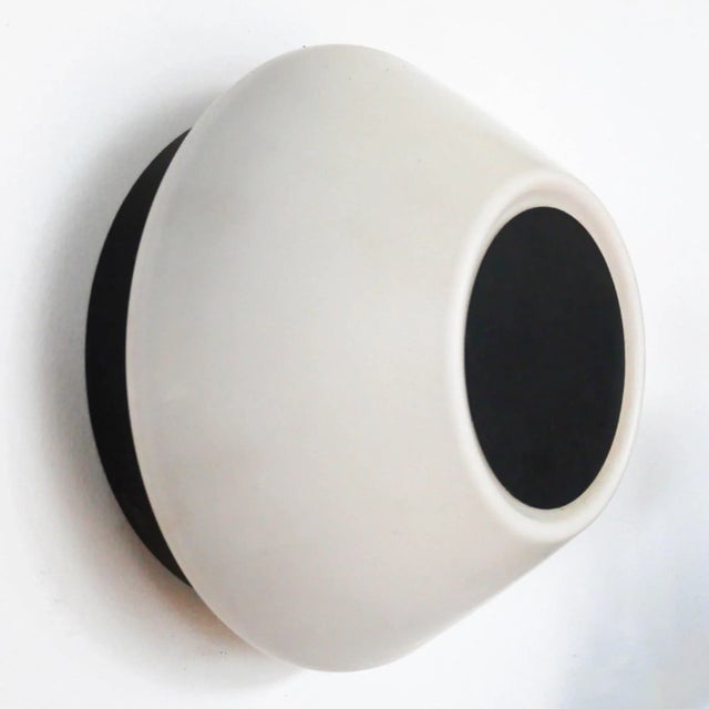 Contemporary Opaline Glass Wall Lamp in Black and White, 1970s For Sale - Image 3 of 6