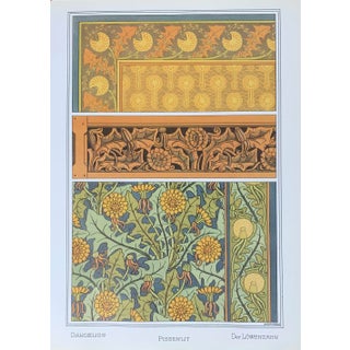 Floral Art Nouveau Print Decorator Illustration Dandelion by Verneuil For Sale