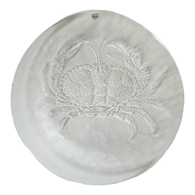 1990s Kosta Boda Swedish Glass Crab Plate For Sale