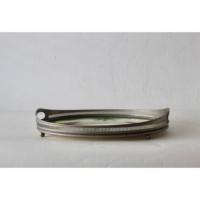 Early 20th Century Circa 1900 Villeroy & Boch Style Art Nouveau Porcelain Metal Gallery Serving Tray For Sale - Image 5 of 11