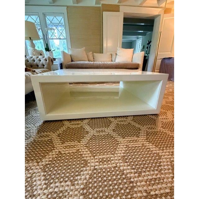 Contemporary Serena & Lily White Lacquer Coffee Table For Sale - Image 3 of 4