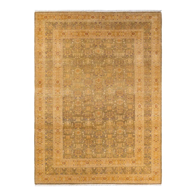 Mogul, One-of-a-Kind Hand-Knotted Area Rug - Green, 6' 2" x 8' 4" For Sale