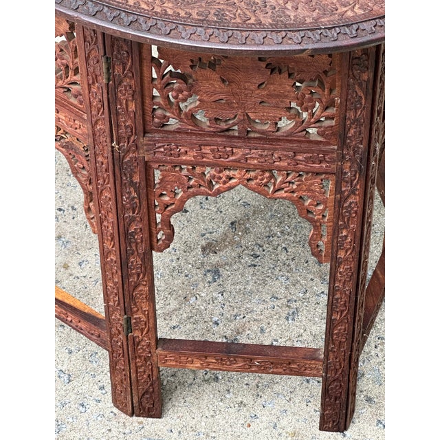 1920s Vintage Anglo-Indian Moroccan Folding Table With Brass Inlay For Sale - Image 5 of 12