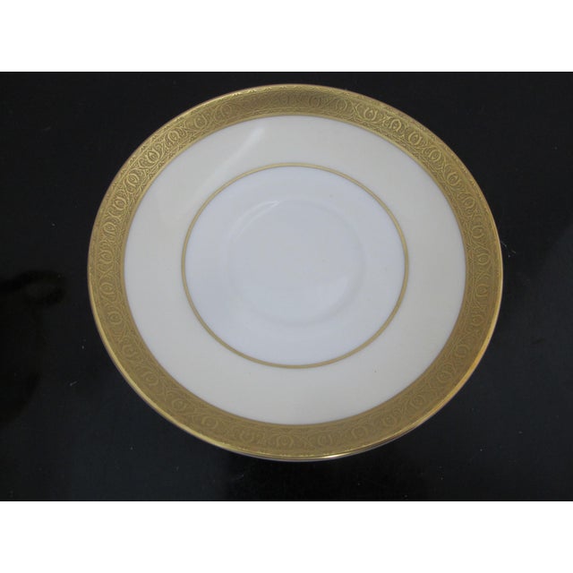 Early 20th Century Minton K159 Bone China Buckingham White Gold Gilt Tea Cup & Saucer Set For Sale - Image 5 of 6