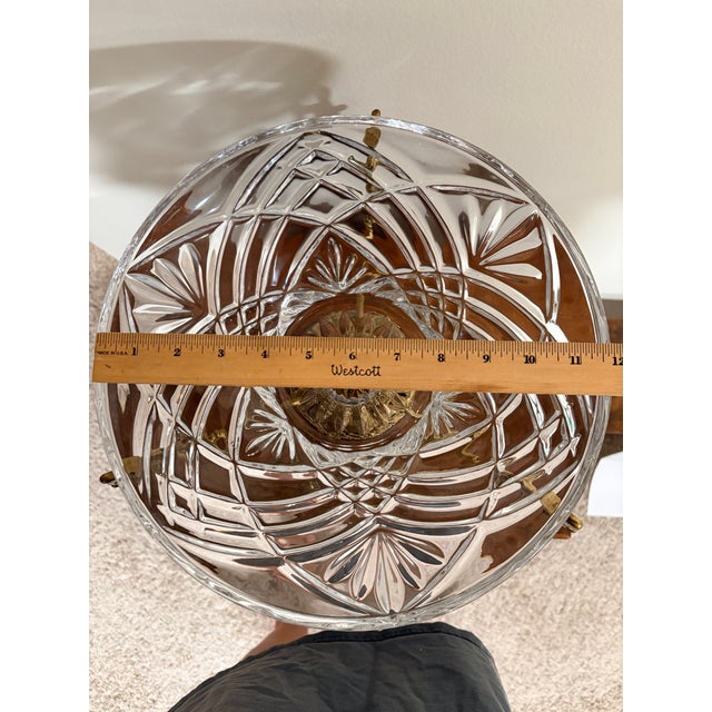Hollywood Regency Exquisite Hollywood Regency Brass and Crystal Bowl For Sale - Image 3 of 7