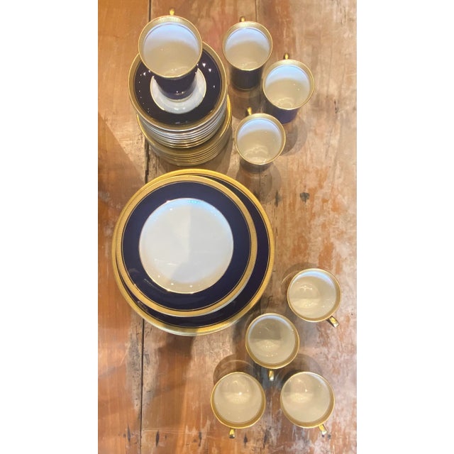 Vintage Pickard China in stunning Palace Royale Cobalt Pattern. Includes 8- 5 piece place settings/40 pieces total; 8 tea...