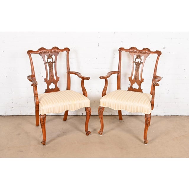 Brown Romweber French Provincial Louis XV Burl Wood Dining Chairs, Set of Six For Sale - Image 8 of 12