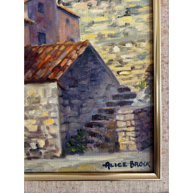 Vintage Oil Painting on Canvas of the Chateau of the Marques De Sade For Sale In Philadelphia - Image 6 of 8