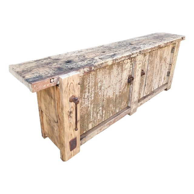 Antique French Pine Workbench, 1900s For Sale