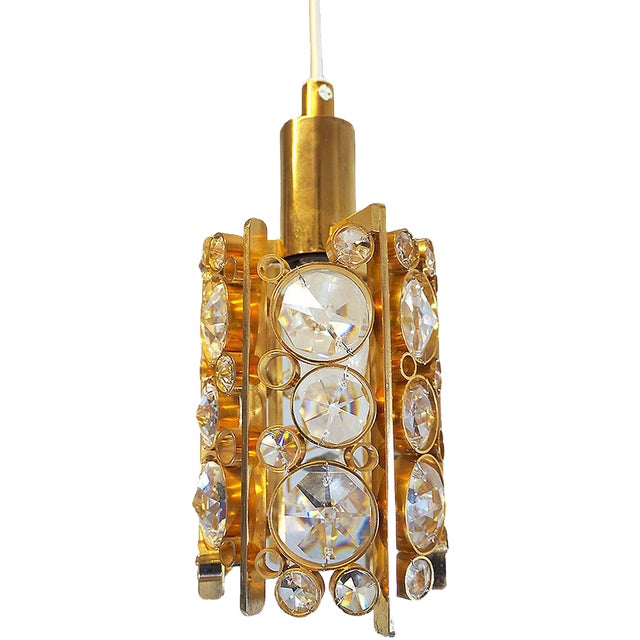 Palwa Small Bubble Chandelier in Crystal Glass & Gilt Brass, 1960s, Germany For Sale