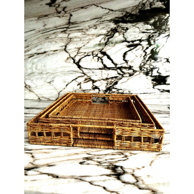 Square Wicker Nesting Tray, Set 3 For Sale - Image 4 of 4