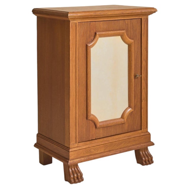French Cerused Oak Parchment Cabinet in the Style of Jean-Charles Moreux, 1940s For Sale
