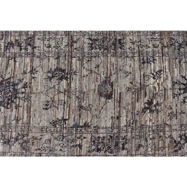 2020s Modern Hand-Knotted Oushak Designed Runner in Wool With Sub-Geometric Design 3'1 X 8'4 For Sale - Image 5 of 11