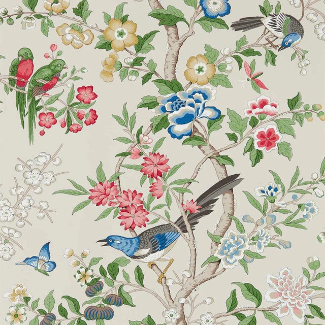 Sanderson Chinoiserie Hall Wallpaper in Linen/ Chintz - a Sample For Sale