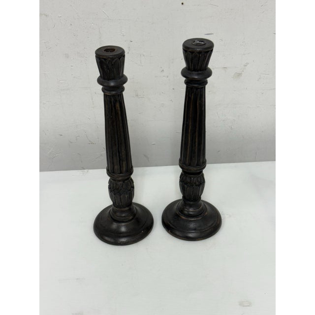 Vintage Wood Candle Holders, Pair For Sale In San Francisco - Image 6 of 12