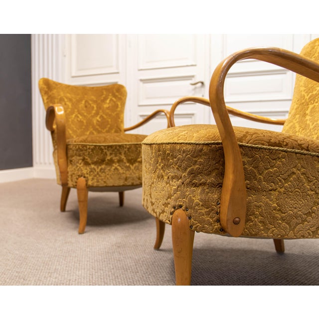 Wood Danish Modern Lounge Chairs by Alfred Christensen for Slagelse Møbelværk, 1940s, Set of 2 For Sale - Image 7 of 14
