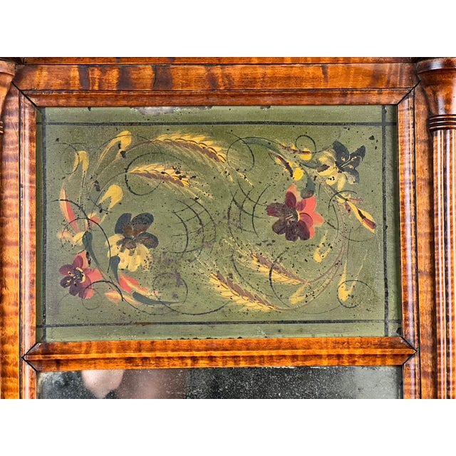 Brown Fine Antique Federal Period Tiger Maple Two Panel Mirror C. 1820 For Sale - Image 8 of 11