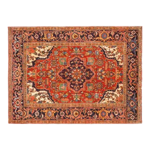 Antique Persian Heriz Oriental Rug, Small Size, W/ Central Medallion