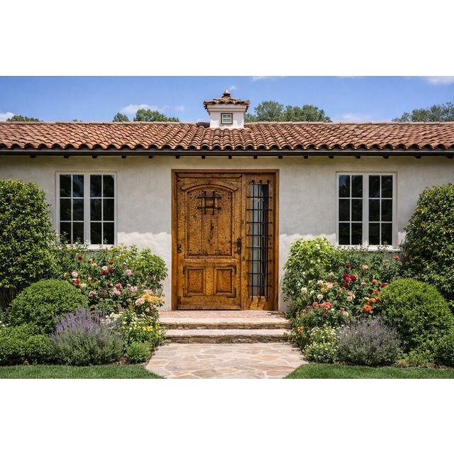 Mexican Handcrafted Solid Wood Rustic Exterior Single Door With Sidelight – Custom Mexican Design Made to Order For Sale - Image 3 of 16