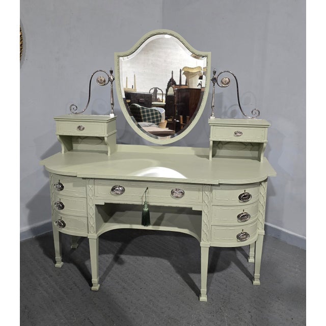 A very good painted dressing table by Waring and Gillow, silver plated handles and mounts each stamped with makers mark,,...