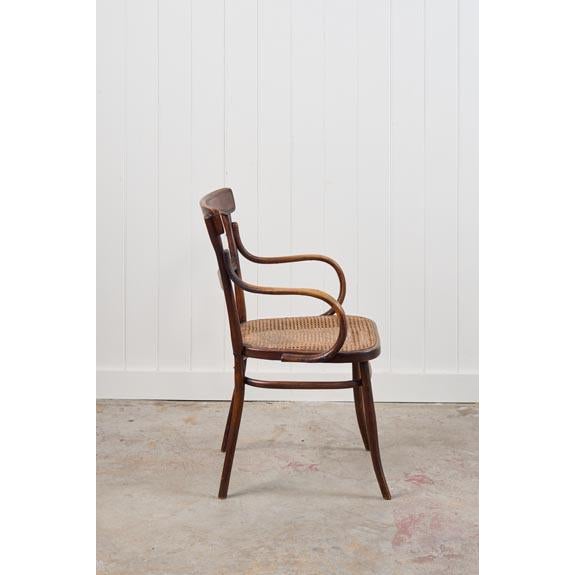 1910s Antique Edwardian Bentwood Occasional Chair With Hand Tied Cane Seat For Sale - Image 5 of 11
