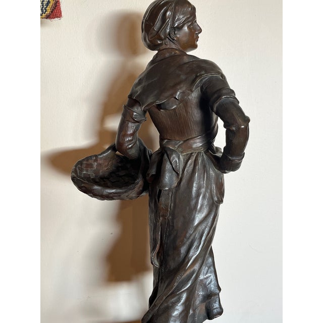 19th C. Ernest Guilbert Bronze "Paysanne Au Panier" Siot-Decauville 28" For Sale - Image 9 of 11