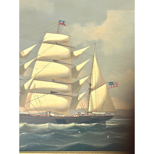 1970s Original Salvatore Colacicco Sailing Ship Hudson Seascape Oil Painting For Sale - Image 4 of 11