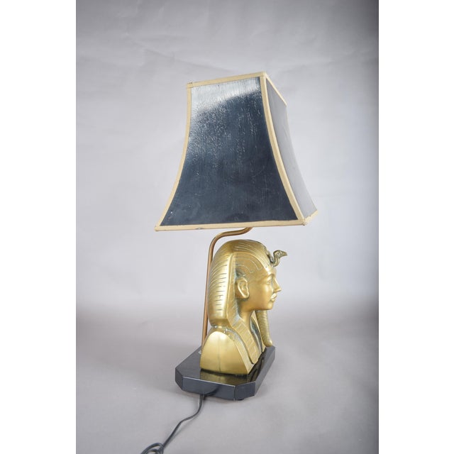 Vintage Egyptian Revival Brass Pharaoh Table Lamp, 1970s For Sale - Image 10 of 12