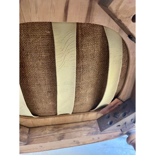 Chic Vintage Hollywood Regency Black Leather Side Chair With Brass Handle For Sale - Image 9 of 10