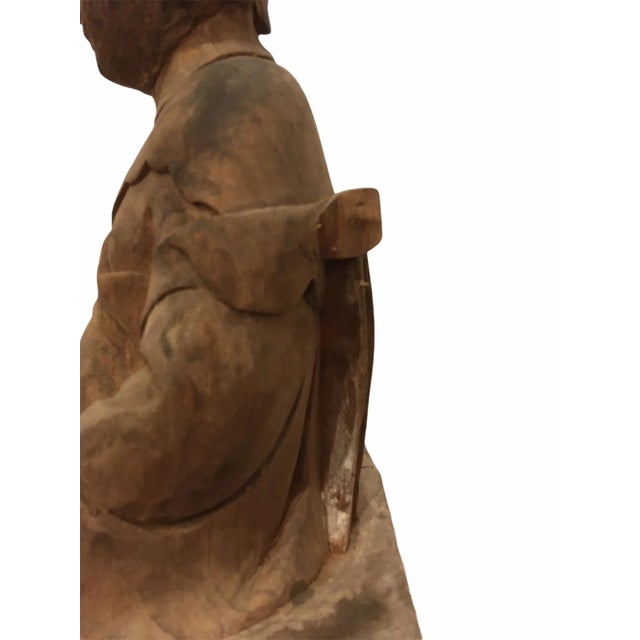 Wood 1940s Raw Carved Wood Taiwanese Deity Statue For Sale - Image 7 of 13