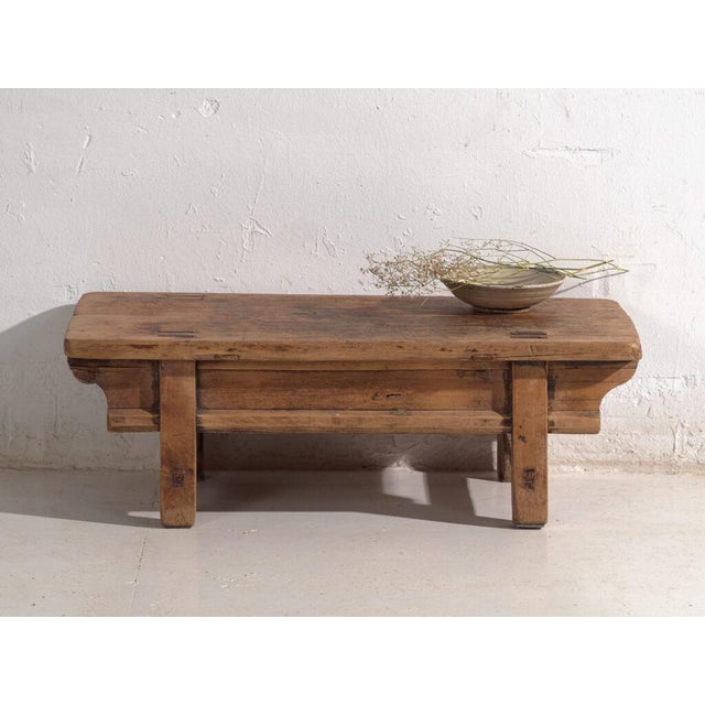 Brown Low Antique Chinese Qing Dynasty Kang Table in Elm For Sale - Image 8 of 9
