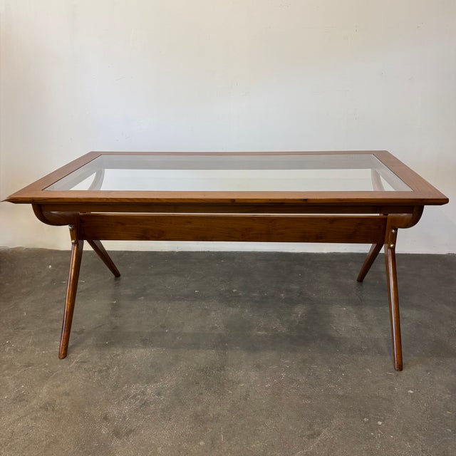 Teak and Glass Dining Table, 1950s, in Restored conditions. Designed 1950 to 1959