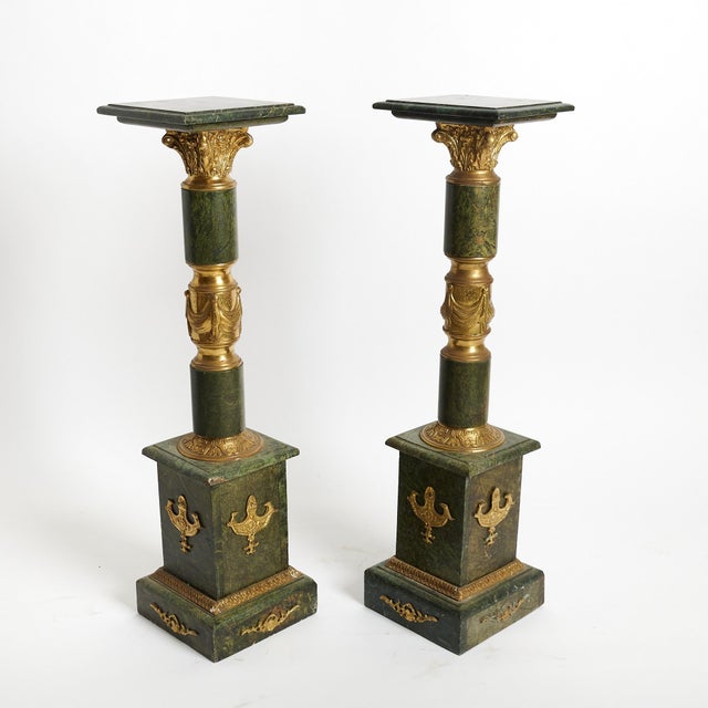 This impressive pair of Italian Empire Style fern pedestals was crafted in Italy during the second to third quarter of the...