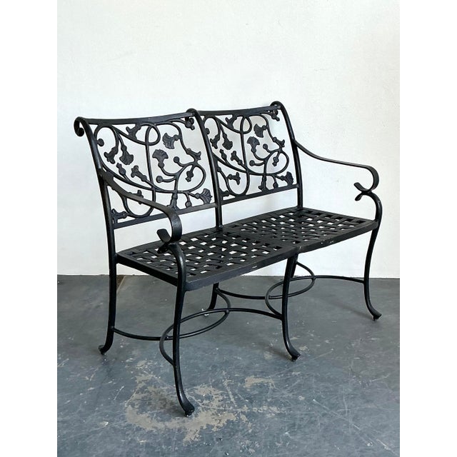 Vintage Wrought Iron Ivy Bench For Sale - Image 4 of 12