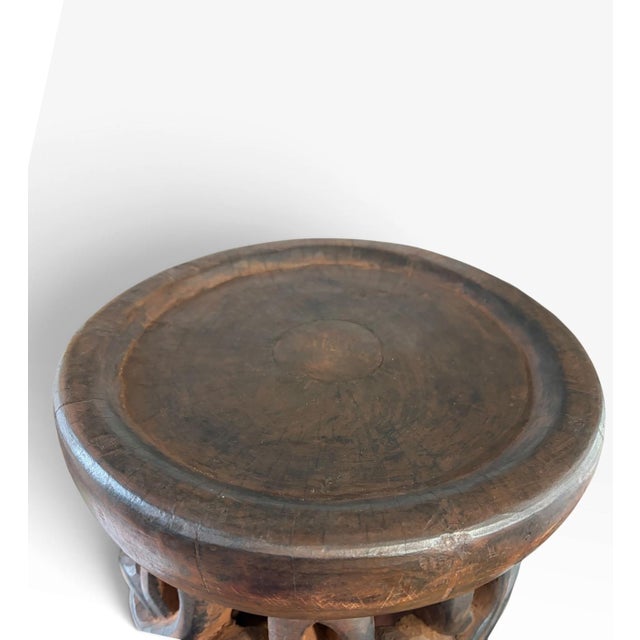 Brown Vintage Tribal Nobility Bamileke Spiral Stool/ Side Table Cameroon 16" H For Sale - Image 8 of 10