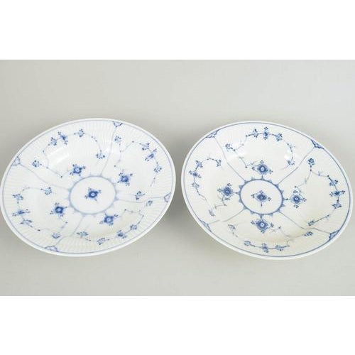 Bing & Grøndahl, Blue Fluted deep plates, set of 2. Two deep porcelain plates with hand-painted Blue Fluted decoration...