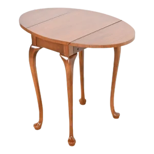 Baker Furniture Queen Anne Solid Walnut Petite Drop Leaf Tea Table, Newly Refinished